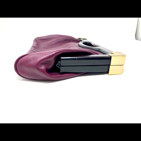 Rebecca Minkoff Lovers Clutch - Purple Red leather and wooden handle - Picture 5 of 12